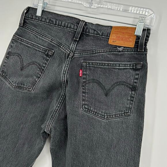 Women's 501 Levi's Premium High Rise Black Denim Button Fly Mom Jeans Size 28 - Picture 6 of 8